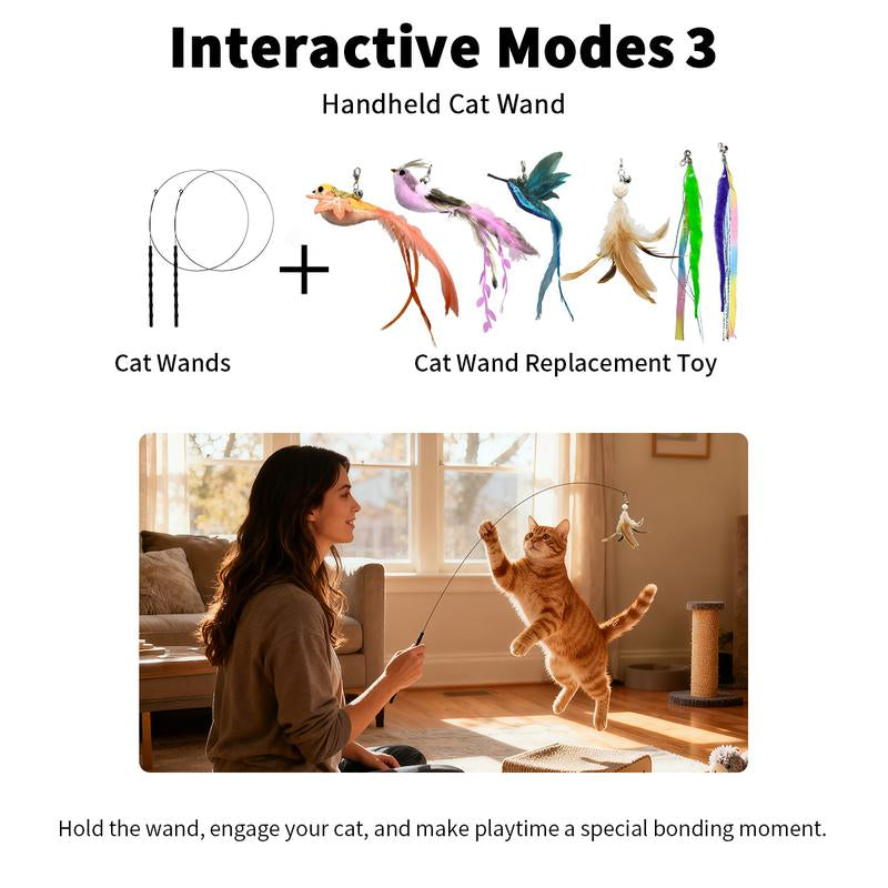 10-in-1 Hands-Free Suction Cup Cat Wand & Bird Set