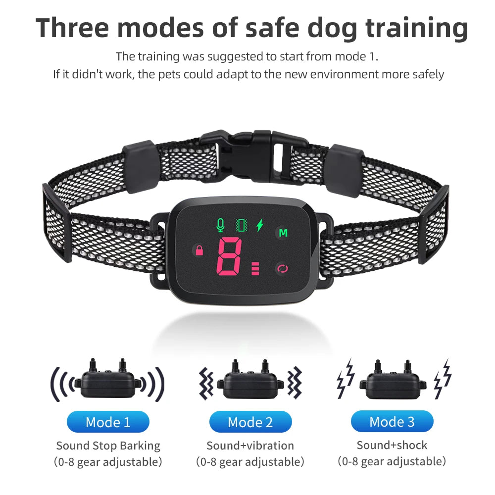 Smart Automatic Anti-Bark Collar with HD Display.