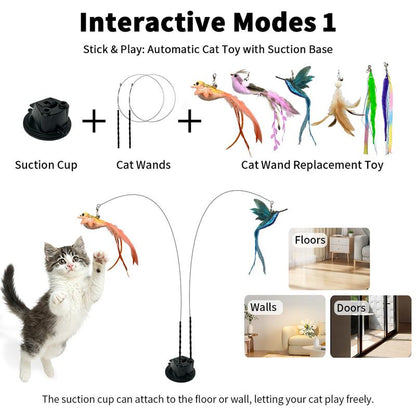 10-in-1 Hands-Free Suction Cup Cat Wand & Bird Set