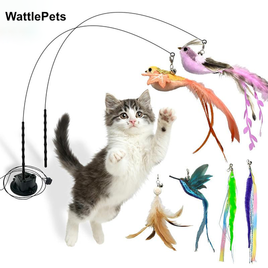 10-in-1 Hands-Free Suction Cup Cat Wand & Bird Set
