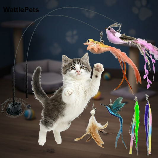 10-in-1 Hands-Free Suction Cup Cat Wand & Bird Set