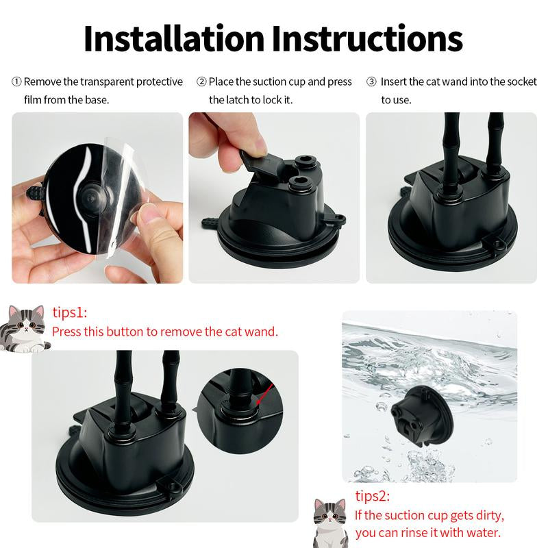 10-in-1 Hands-Free Suction Cup Cat Wand & Bird Set