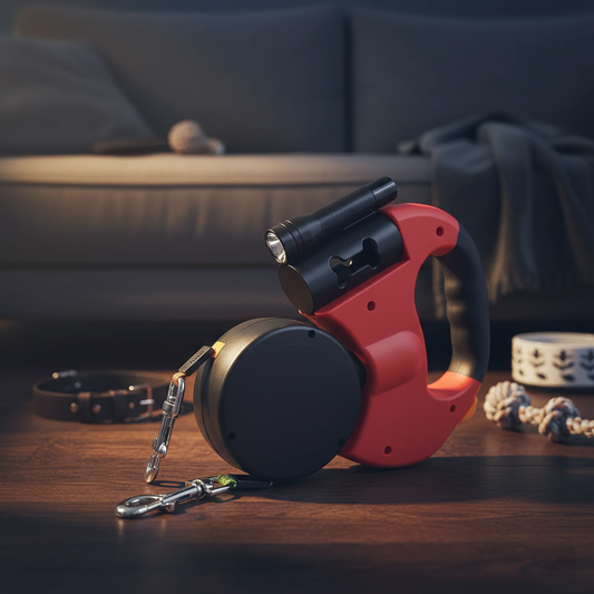 360° No-Tangle Double Retractable Leash with LED Light